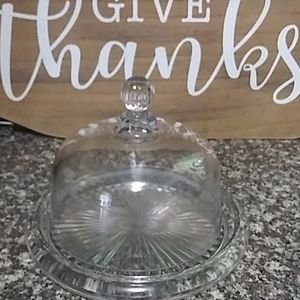 Vintage Crystal Dish with cover .
